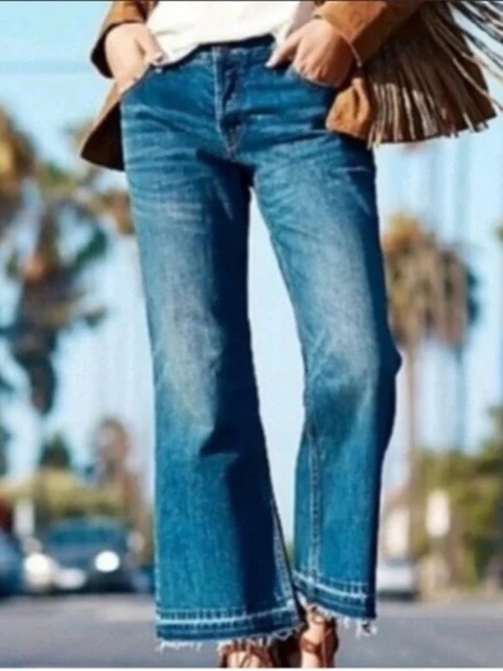 Free People Cropped Wide Leg Jeans New #58
